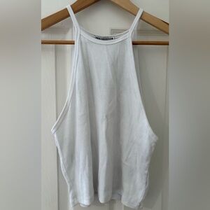 ZARA White Ribbed Women's Tank Top